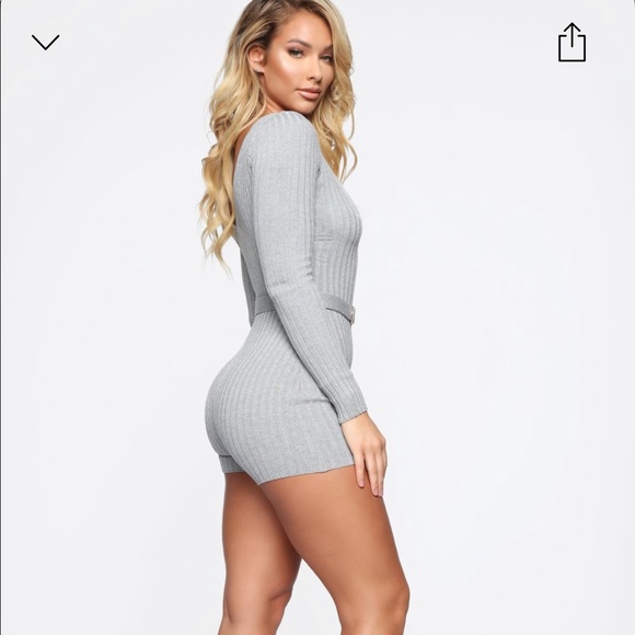 Fashion Nova Gray Ribbed Jumpsuit - Picture 2 of 5